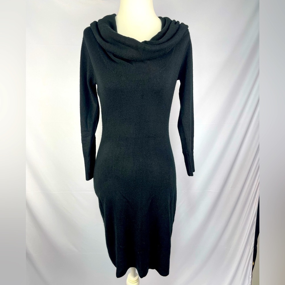 Connected Apparel Black cowl neck sweater dress women’s size S